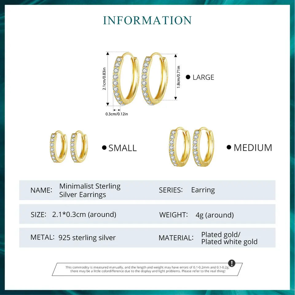Bamoer 925 prata esterlina clássico brincos, branco banhado a ouro