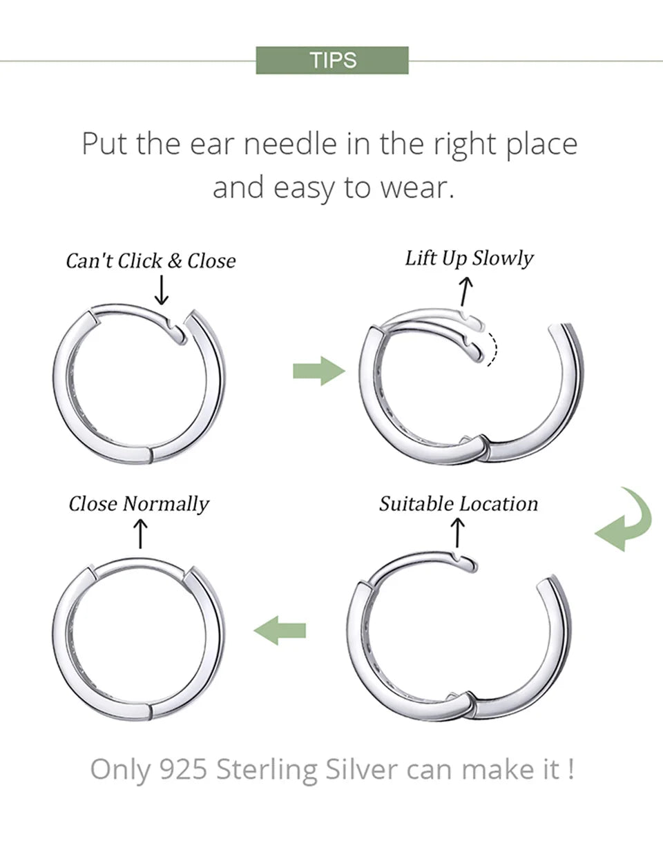 Bamoer 925 prata esterlina clássico brincos, branco banhado a ouro