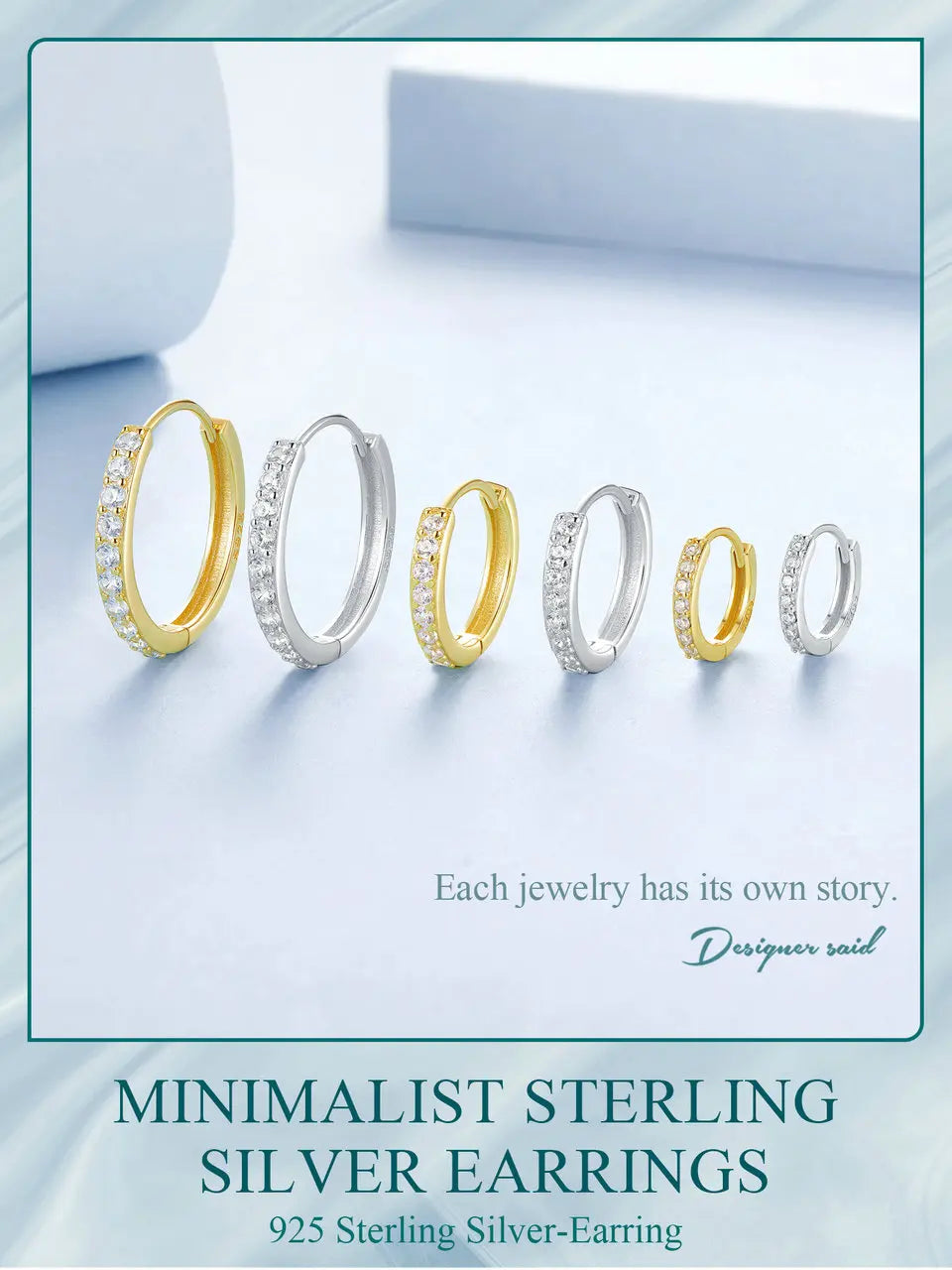 Bamoer 925 prata esterlina clássico brincos, branco banhado a ouro