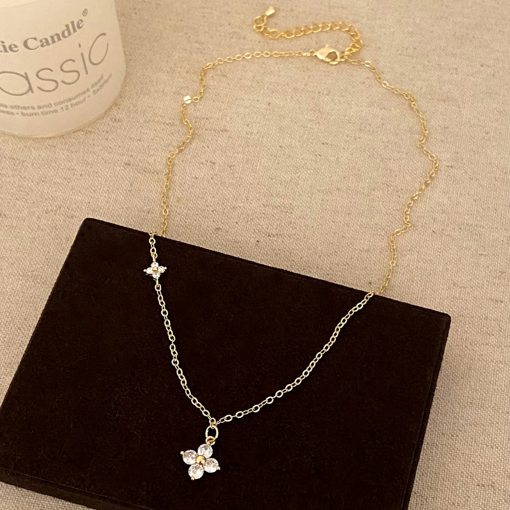 2025 nova flor de cristal pulseira de aço inoxidável moda feminina