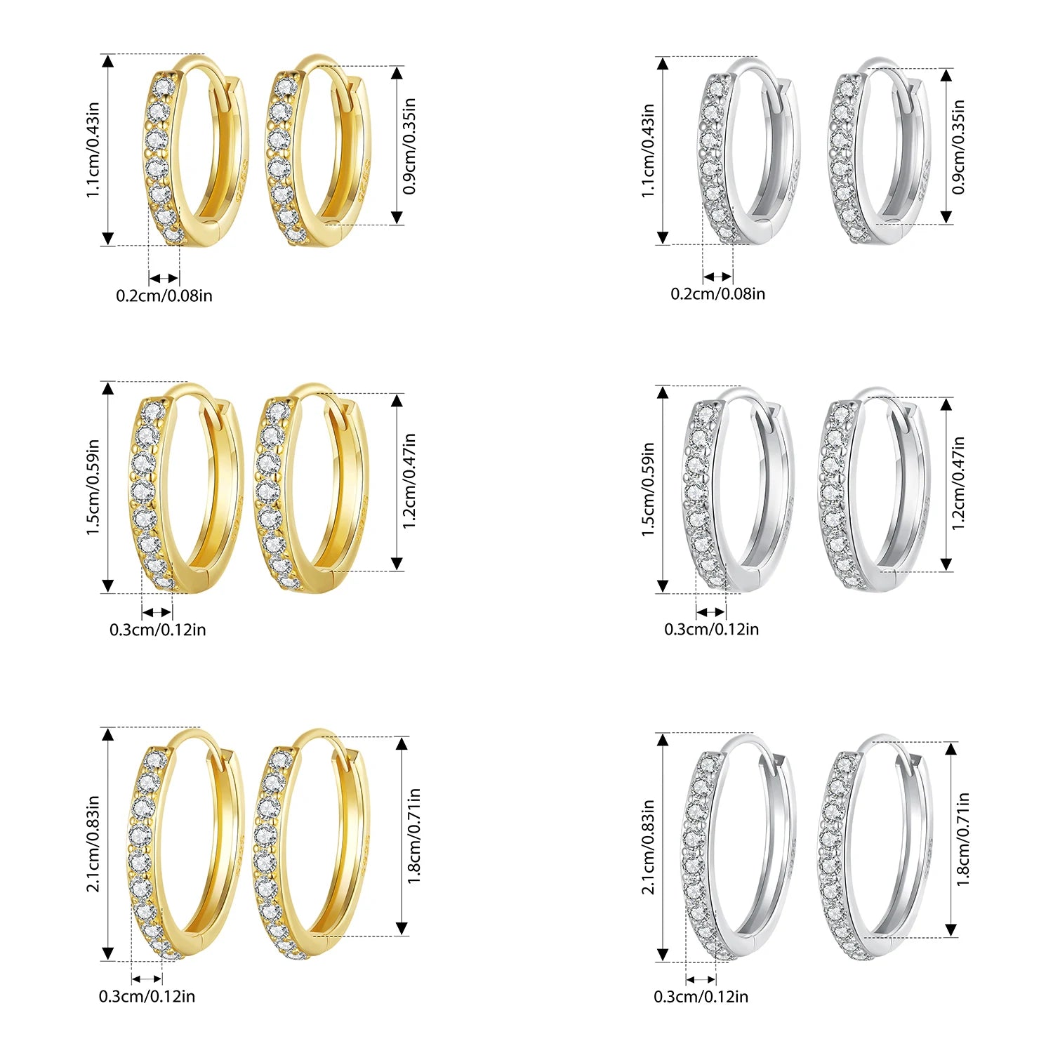 Bamoer 925 prata esterlina clássico brincos, branco banhado a ouro