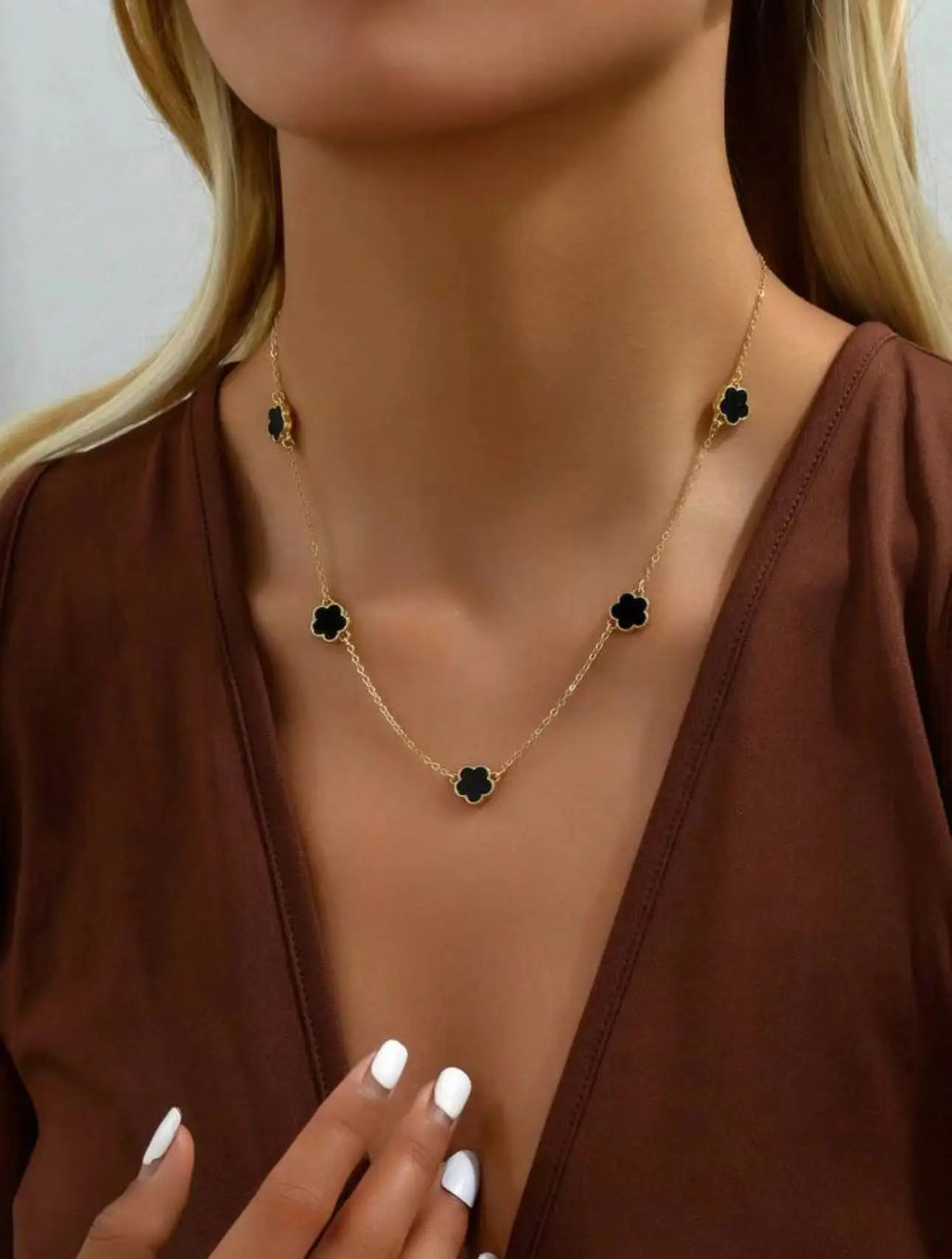 Colar de pingente de aço inoxidável de face única para mulheres trevo flor de cinco folhas joia de alta qualidade